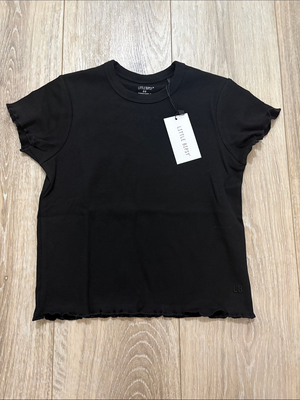 Little Bipsy Ribbed Lettuce Trim Tee